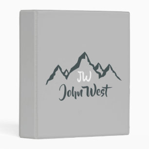 Line drawn mountain range personalizable monogram mini binder