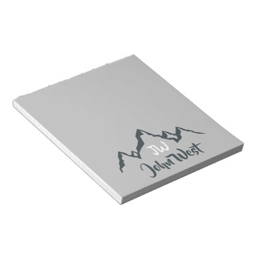 Line drawn mountain range personalizable monogram notepad