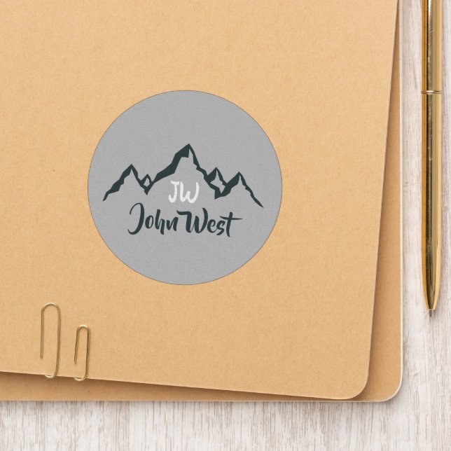 Line drawn mountain range personalizable monogram patch (On Folder)