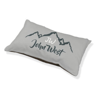 Line drawn mountain range personalizable monogram pet bed