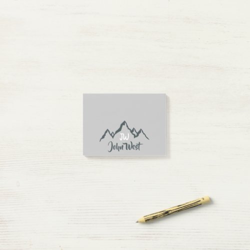 Line drawn mountain range personalizable monogram post_it notes