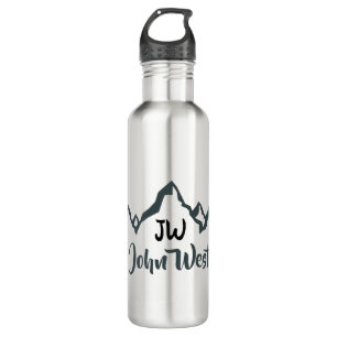 Line drawn mountain range personalizable monogram stainless steel water bottle