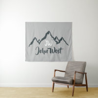 Line drawn mountain range personalizable monogram