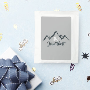 Line drawn mountain range personalizable monogram tea bag drink mix