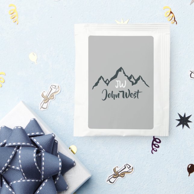 Line drawn mountain range personalizable monogram tea bag drink mix (Packets)