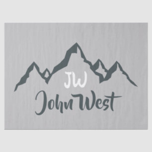 Line drawn mountain range personalizable monogram tissue paper