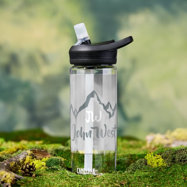 Line drawn mountain range personalizable monogram  water bottle (Outdoor)