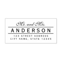 Line Elegant Mr and Mrs Name Return Address Self-inking Stamp