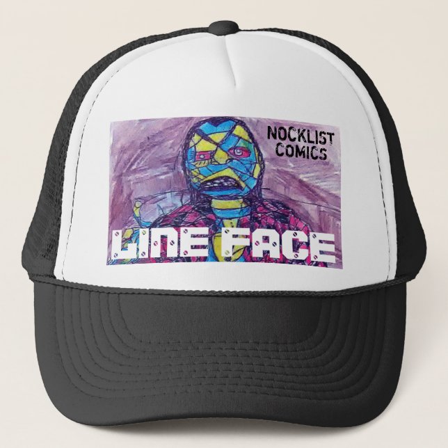 LINE FACE NOCKLIST COMICS TRUCKER HAT (Front)