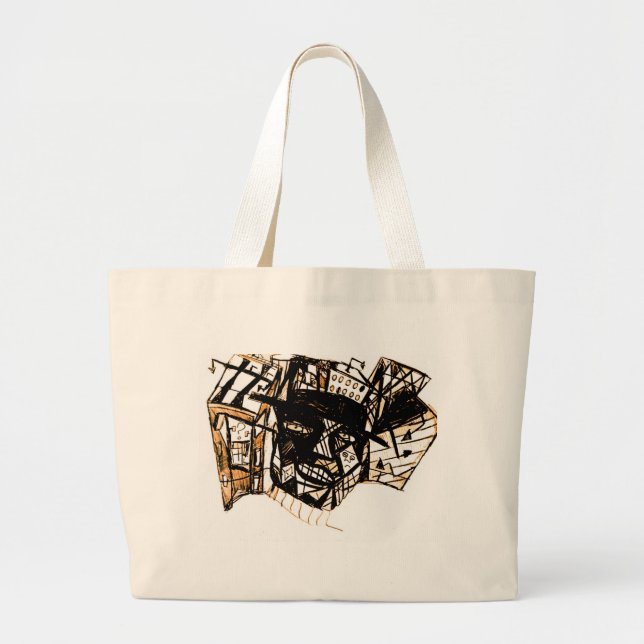 line face white large tote bag (Front)