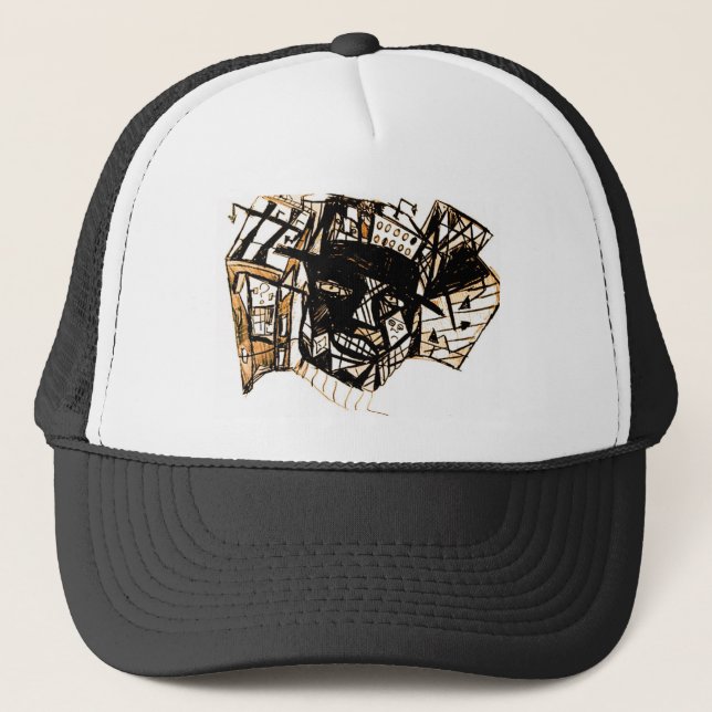 line face white trucker hat (Front)