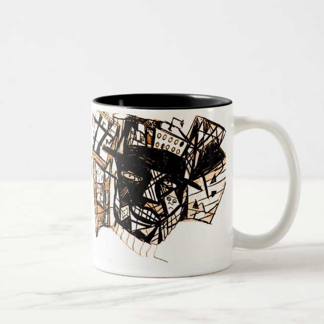 line face white Two-Tone coffee mug (Right)