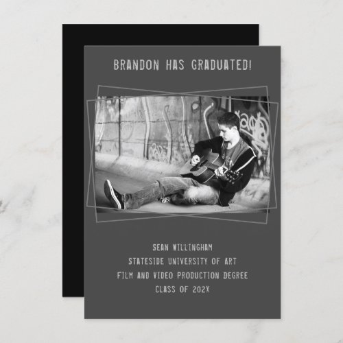 Line Frame Sons Photo Graduation Announcement