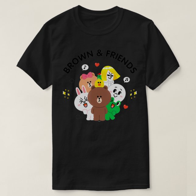 Line Friends Brown and Friends Group  T-Shirt (Design Front)