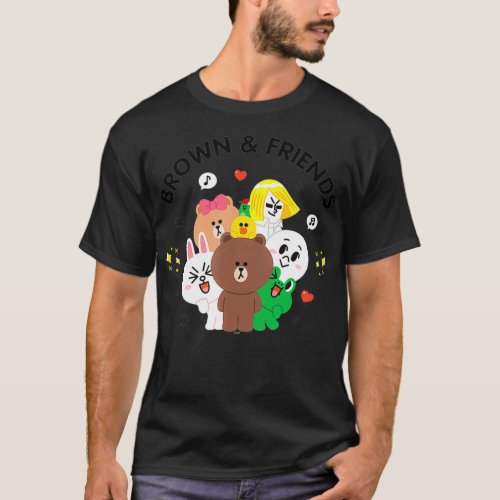 Line Friends Brown and Friends Group  T_Shirt