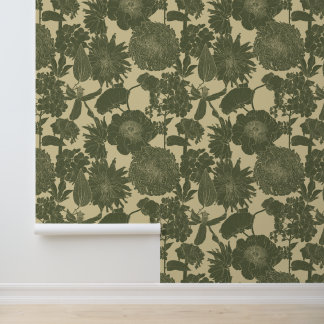 Line garden and tropical flowers. wallpaper 