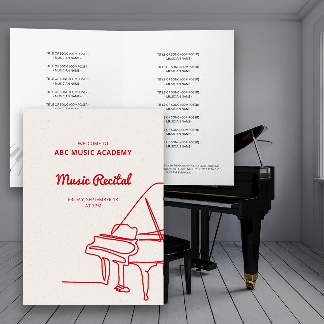 Line Grand Piano Music Recital Program Invitation (Line Grand Piano Music Recital Program Invitation)