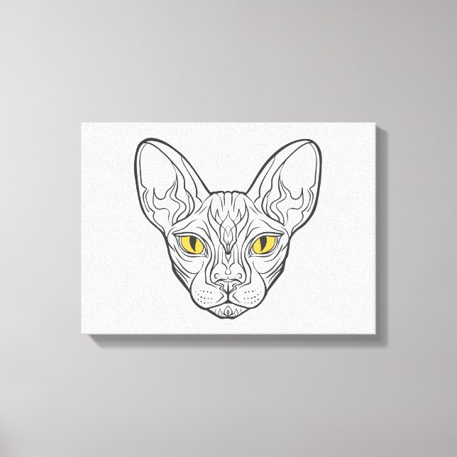 Line head Egyptian  cat - Choose background color Canvas Print (Front)