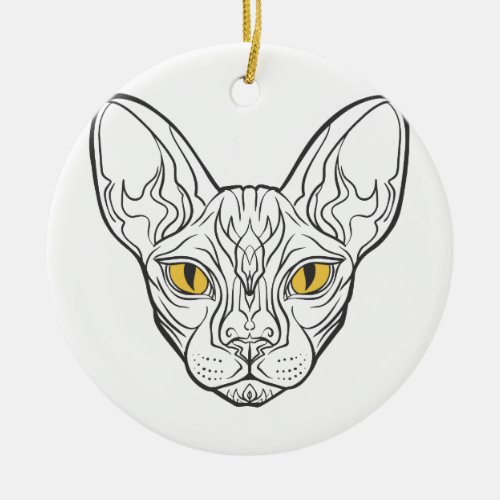 Line head Egyptian  cat _ Choose background color Ceramic Ornament