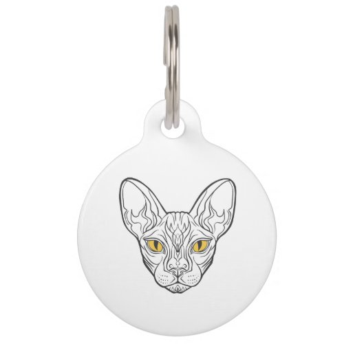 Line head Egyptian  cat _ Choose background color Pet ID Tag