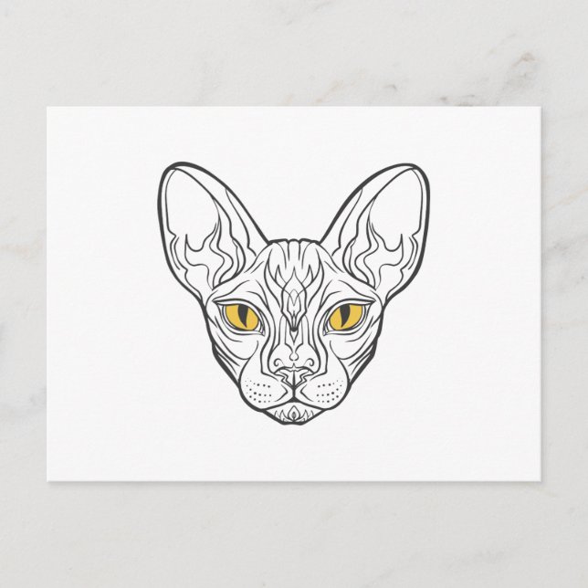 Line head Egyptian  cat - Choose background color Postcard (Front)
