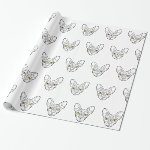 Line head Egyptian  cat _ Choose background color Wrapping Paper