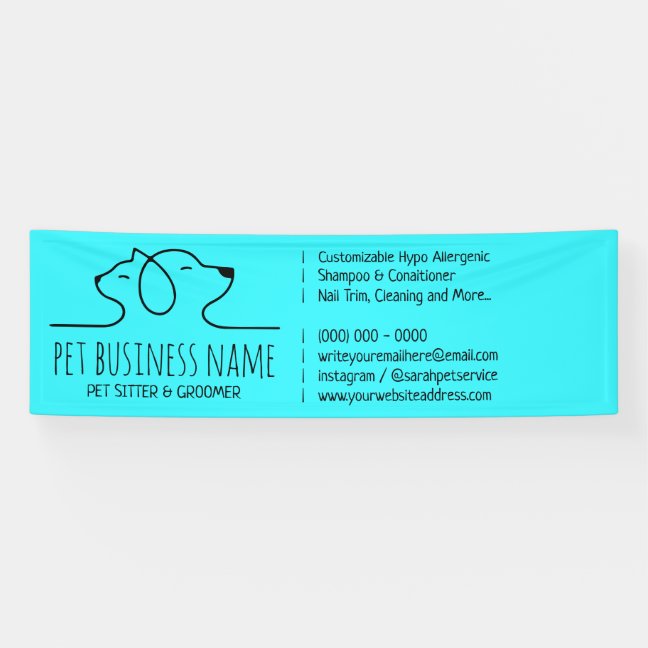 Line Logo Teal Blue Petsitter dog cat veterinary Banner