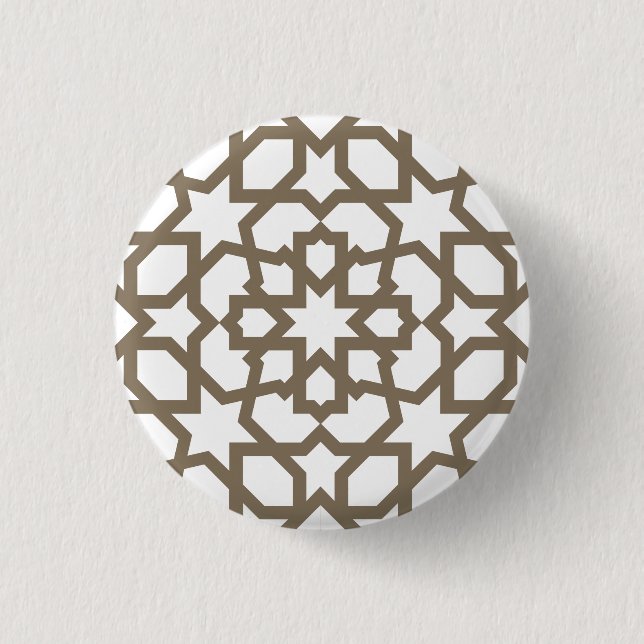 Line Moroccan sea bream of tile mosaic Button (Front)