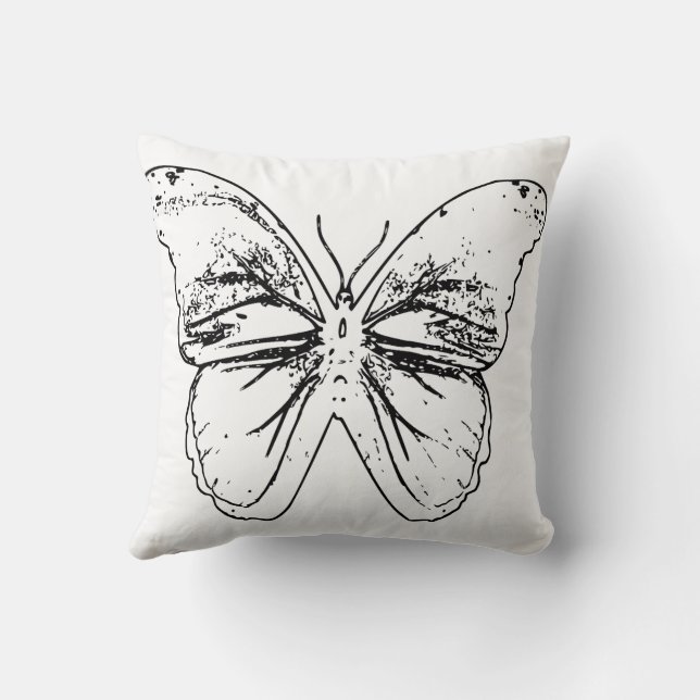 Line Natural Butterfly Throw Pillow (Back)