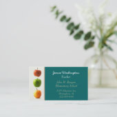 Line of Apples Teacher's Teal Business Card (Standing Front)