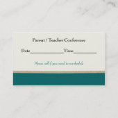 Line of Apples Teacher's Teal Business Card (Back)