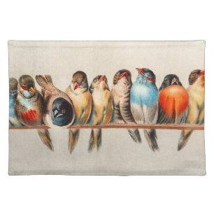Line of Birds & Dove Cloth Placemat