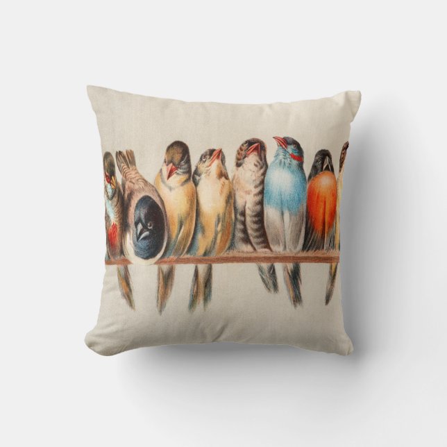 Line of Birds & Dove Throw Pillow (Front)