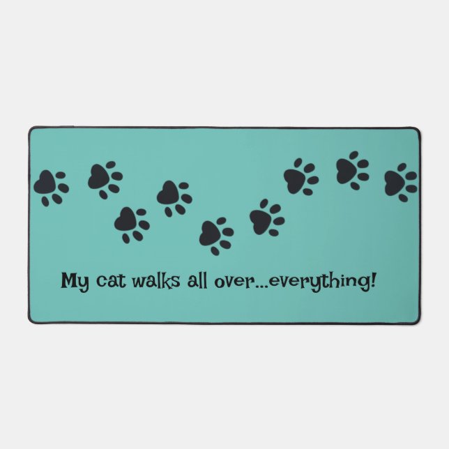 Line of  Black Paw Prints Design Desk Mat (Front)