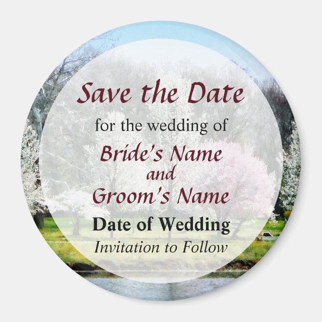 Line of Flowering Trees Save the Date Magnet (Front)