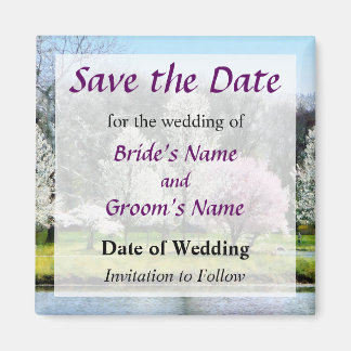 Line of Flowering Trees Save the Date Magnet