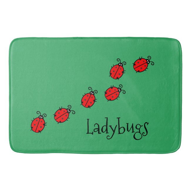 Line of Ladybugs Bath Mat