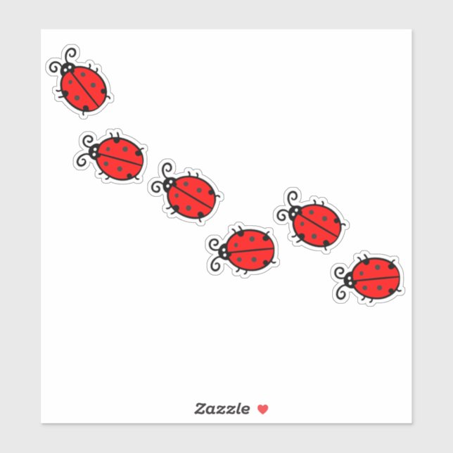 Line of Ladybugs Design Vinyl Sticker (Sheet)