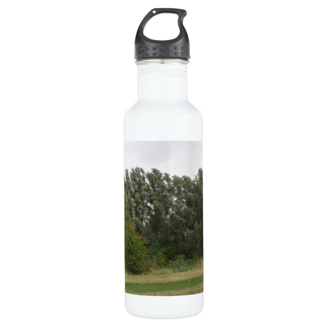 Line of Leaning Trees Landscape Water Bottle (Front)