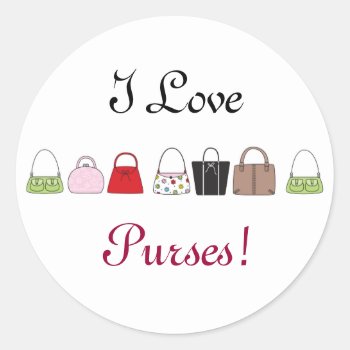 Line Of Purses - I Love Purses! Stickers by mrssocolov2 at Zazzle