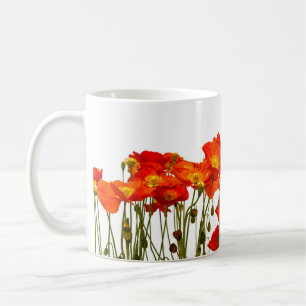 Line of red poppies isolatedart, background, beaut coffee mug