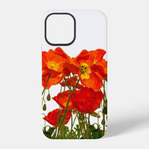 Line of red poppies isolatedart, background, beaut iPhone 12 case