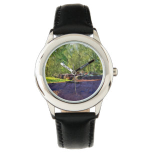 Line of Rusty Old Cars and Trucks Abstract Watch