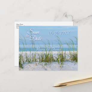 Line Of Sea Oats In White Sand Save The Date Postcard