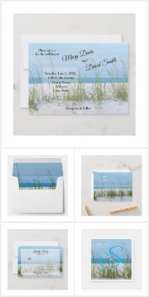 Line Of Sea Oats In White Sand Wedding Collection