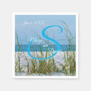 Line Of Sea Oats In White Sand Wedding Napkins