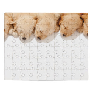 Line of Sleeping Golden Retriever Puppies Jigsaw Puzzle