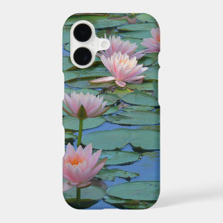 Line Of Soft-Pink Water Lilies Among Lily Pads iPhone 17 Case