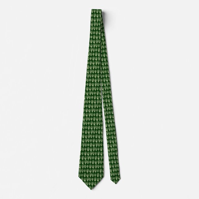 Line of Trees - Cream on Dark Green (003300) Neck Tie (Front)