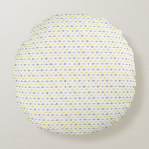 Line Pattern Yellow & Gray Round Pillow